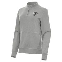 Women's Antigua  Heather Gray Atlanta Falcons Crush Quarter-Zip Top