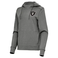 Women's Antigua  Heather Black Las Vegas Raiders Justice Pullover Hoodie