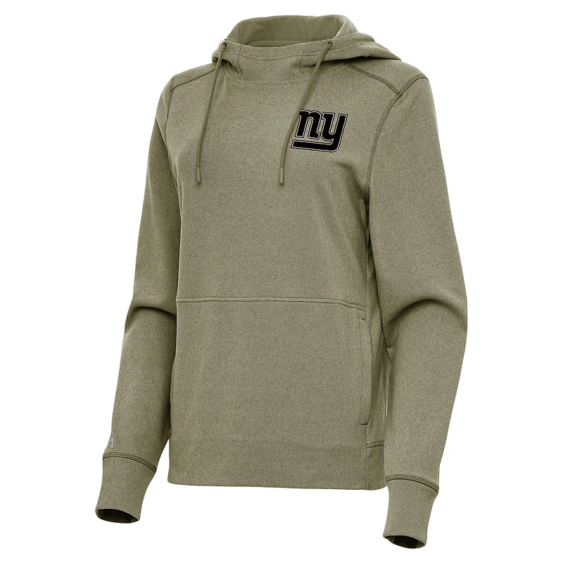 Women's Antigua Olive New York Giants Justice Pullover Hoodie