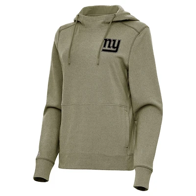 Women's Antigua  Olive New York Giants Justice Pullover Hoodie