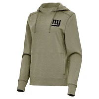 Women's Antigua  Olive New York Giants Justice Pullover Hoodie