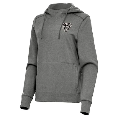 Women's Antigua  Heather Black Chicago Bears Justice Pullover Hoodie