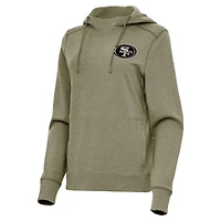 Women's Antigua  Olive San Francisco 49ers Justice Pullover Hoodie