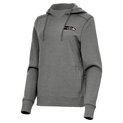 Women's Antigua  Heather Black Seattle Seahawks Justice Pullover Hoodie