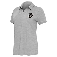Women's Antigua  Heather Gray Las Vegas Raiders Layout V-Neck Polo