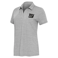 Women's Antigua  Heather Gray New York Giants Layout V-Neck Polo