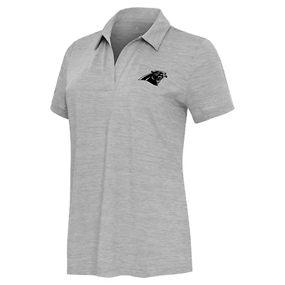 Women's Antigua  Heather Gray Carolina Panthers Layout V-Neck Polo