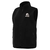 Women's Antigua  Black Cleveland Browns Nostalgic Full-Zip Vest