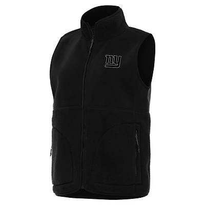 Women's Antigua Black New York Giants Nostalgic Full-Zip Vest
