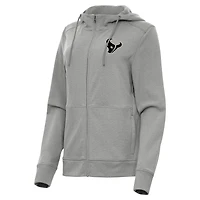 Women's Antigua  Heather Gray Houston Texans Seeker Full-Zip Hoodie Jacket