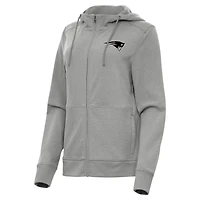 Women's Antigua  Heather Gray New England Patriots Seeker Full-Zip Hoodie Jacket
