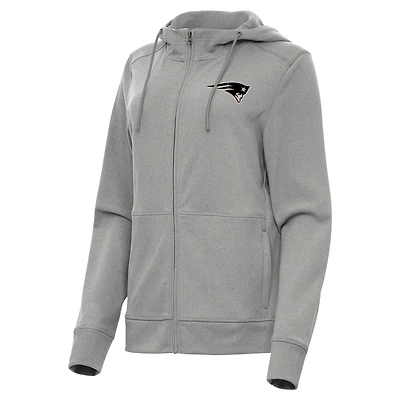 Women's Antigua  Heather Gray New England Patriots Seeker Full-Zip Hoodie Jacket