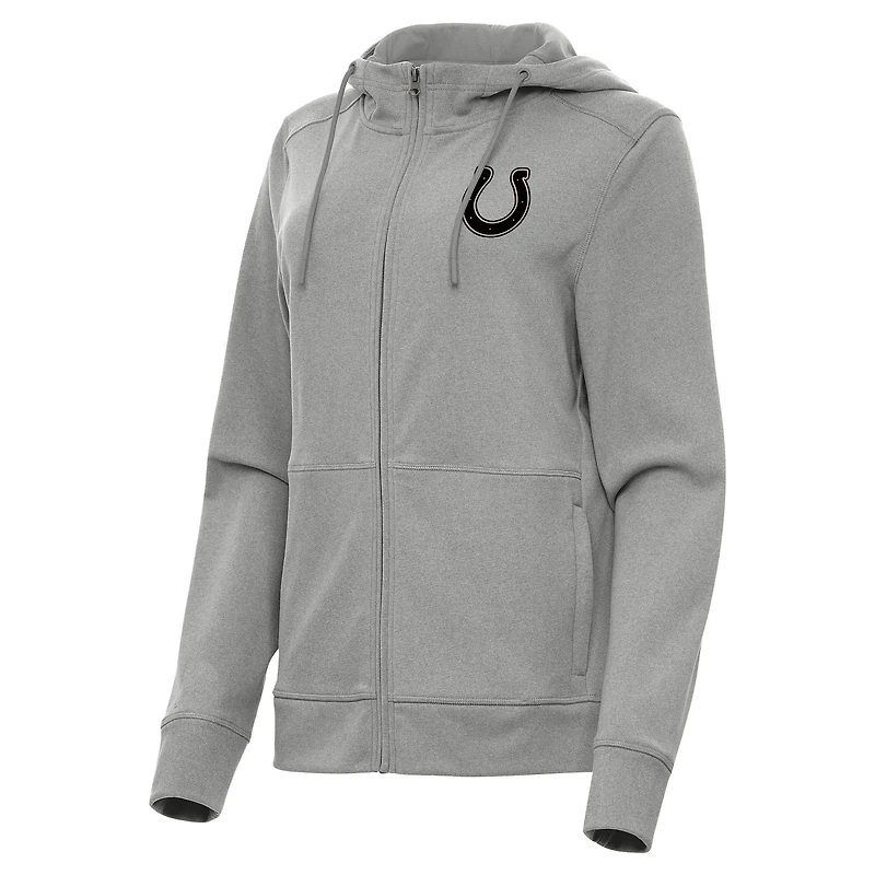 Women's Antigua  Heather Gray Indianapolis Colts Seeker Full-Zip Hoodie Jacket