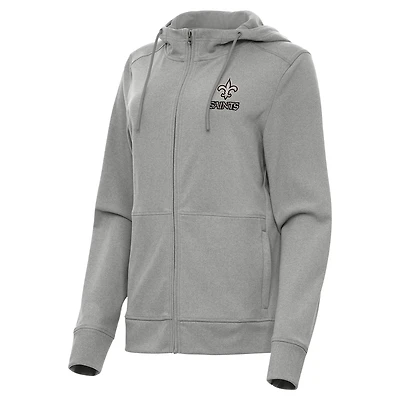 Women's Antigua  Heather Gray New Orleans Saints Seeker Full-Zip Hoodie Jacket