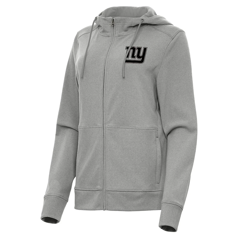 Women's Antigua  Heather Gray New York Giants Seeker Full-Zip Hoodie Jacket