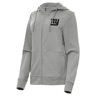 Women's Antigua  Heather Gray New York Giants Seeker Full-Zip Hoodie Jacket
