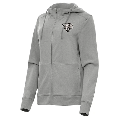 Women's Antigua  Heather Gray Jacksonville Jaguars Seeker Full-Zip Hoodie Jacket
