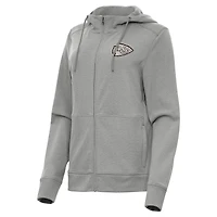 Women's Antigua  Heather Gray Kansas City Chiefs Seeker Full-Zip Hoodie Jacket