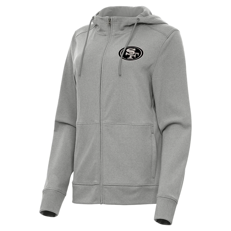 Women's Antigua  Heather Gray San Francisco 49ers Seeker Full-Zip Hoodie Jacket