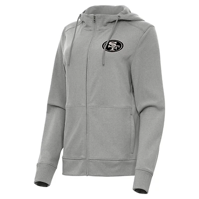 Women's Antigua  Heather Gray San Francisco 49ers Seeker Full-Zip Hoodie Jacket
