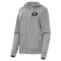 Women's Antigua  Heather Gray San Francisco 49ers Seeker Full-Zip Hoodie Jacket