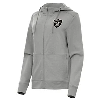 Women's Antigua  Heather Gray Las Vegas Raiders Seeker Full-Zip Hoodie Jacket