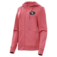 Women's Antigua  Heather Red San Francisco 49ers Seeker Full-Zip Hoodie Jacket