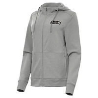 Women's Antigua  Heather Gray Seattle Seahawks Seeker Full-Zip Hoodie Jacket