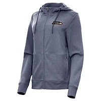 Women's Antigua  Heather College Navy Seattle Seahawks Seeker Full-Zip Hoodie Jacket