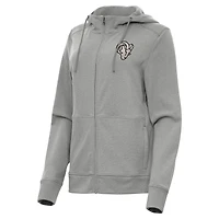 Women's Antigua  Heather Gray Los Angeles Rams Seeker Full-Zip Hoodie Jacket