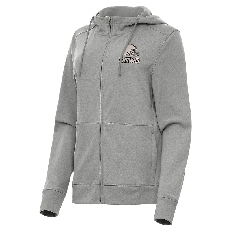 Women's Antigua  Heather Gray Cleveland Browns Seeker Full-Zip Hoodie Jacket