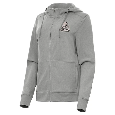 Women's Antigua  Heather Gray Cleveland Browns Seeker Full-Zip Hoodie Jacket