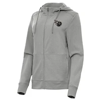 Women's Antigua  Heather Gray Tennessee Titans Seeker Full-Zip Hoodie Jacket