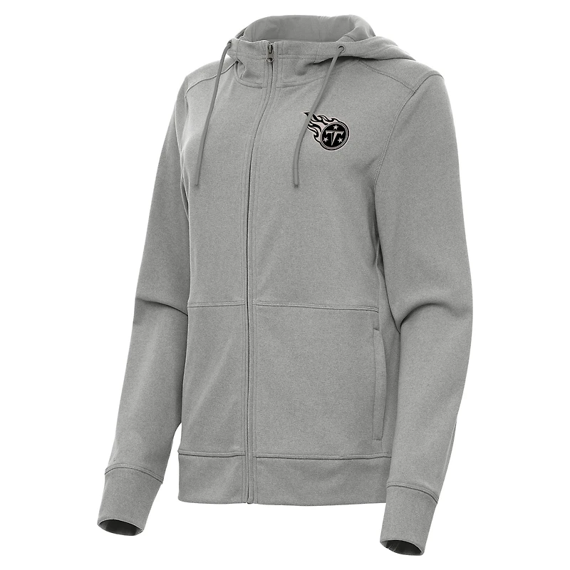 Women's Antigua  Heather Gray Tennessee Titans Seeker Full-Zip Hoodie Jacket
