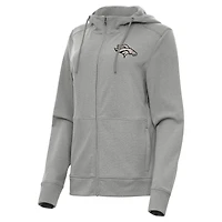 Women's Antigua  Heather Gray Denver Broncos Seeker Full-Zip Hoodie Jacket