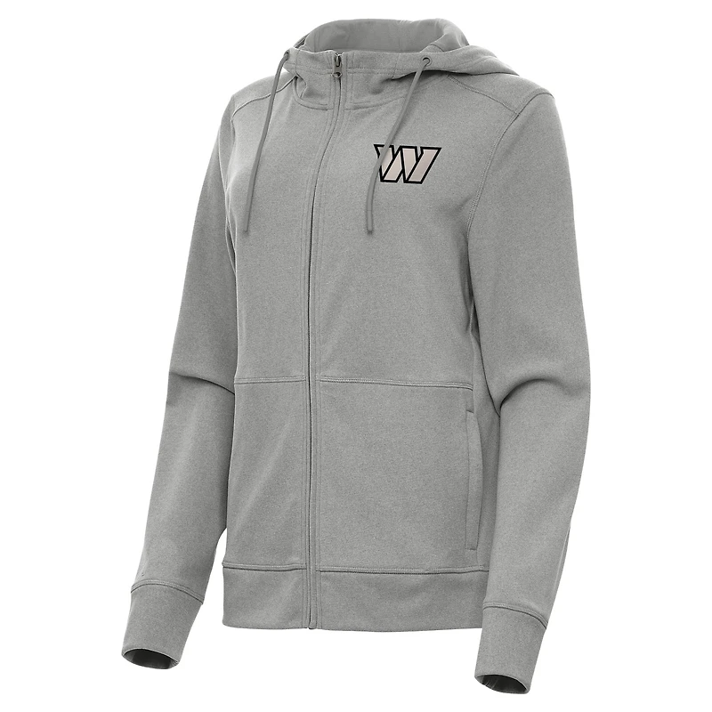 Women's Antigua  Heather Gray Washington Commanders Seeker Full-Zip Hoodie Jacket