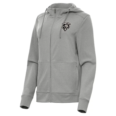 Women's Antigua  Heather Gray Chicago Bears Seeker Full-Zip Hoodie Jacket