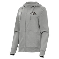Women's Antigua  Heather Gray Baltimore Ravens Seeker Full-Zip Hoodie Jacket