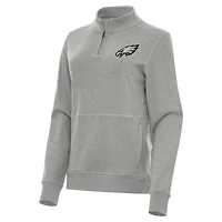 Women's Antigua  Heather Gray Philadelphia Eagles Crush Quarter-Zip Top
