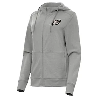 Women's Antigua  Heather Gray Philadelphia Eagles Seeker Full-Zip Hoodie Jacket