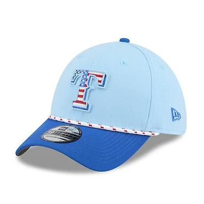 Men's New Era Light Blue/Royal Texas Rangers 2025 Fourth of July 39THIRTY Flex Hat