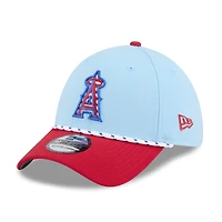 Men's New Era Light Blue/Red Los Angeles Angels 2025 Fourth of July 39THIRTY Flex Hat