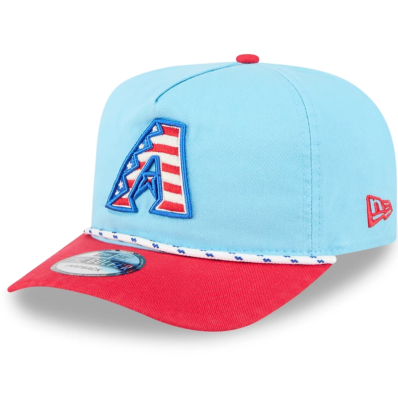 Men's New Era Light Blue/Red Arizona Diamondbacks 2025 Fourth of July Golfer Snapback Hat
