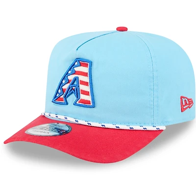Men's New Era Light Blue/Red Arizona Diamondbacks 2025 Fourth of July Golfer Snapback Hat