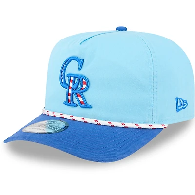 Men's New Era Light Blue/Blue Colorado Rockies 2025 Fourth of July Golfer Snapback Hat