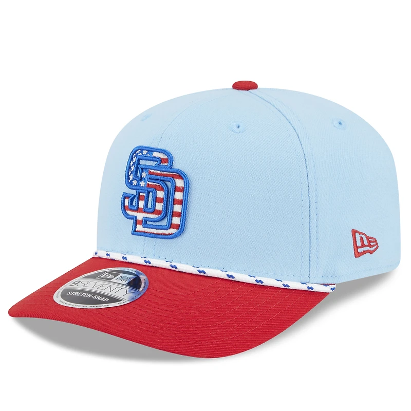 Men's New Era Light Blue/Red San Diego Padres 2025 Fourth of July 9SEVENTY Adjustable Hat
