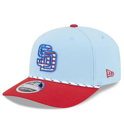 Men's New Era Light Blue/Red San Diego Padres 2025 Fourth of July 9SEVENTY Adjustable Hat