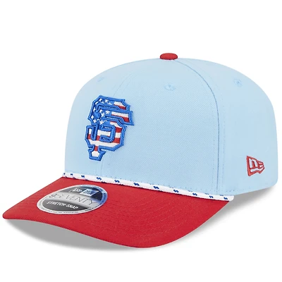 Men's New Era Light Blue/Red San Francisco Giants 2025 Fourth of July 9SEVENTY Adjustable Hat
