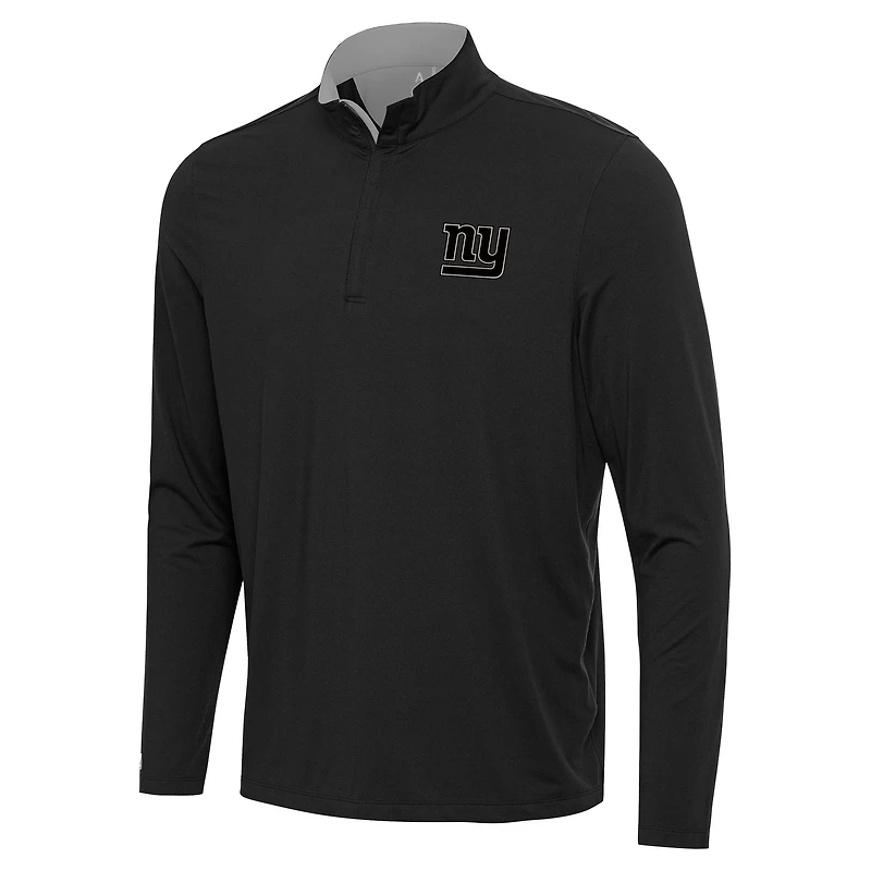 Men's Antigua Black New York Giants Content Quarter-Zip Pullover Top