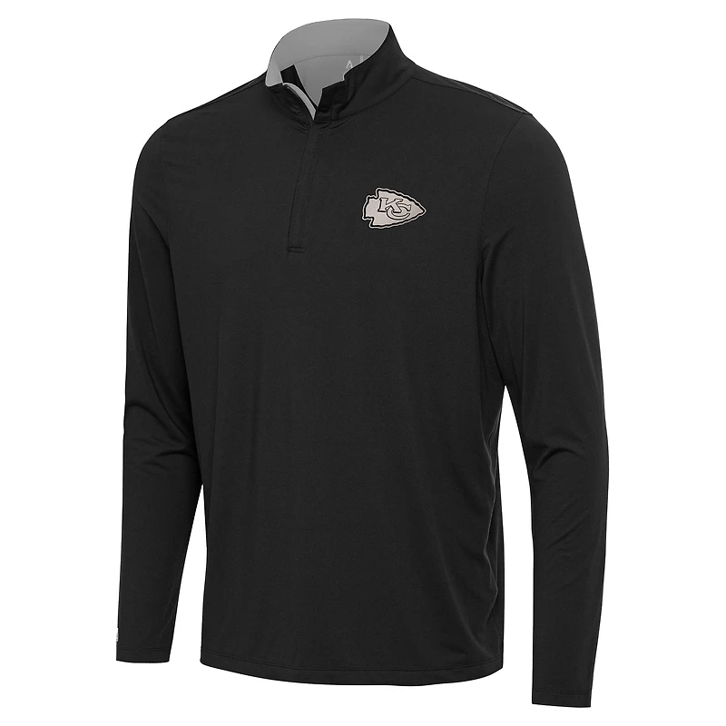 Men's Antigua Black Kansas City Chiefs Content Quarter-Zip Pullover Top